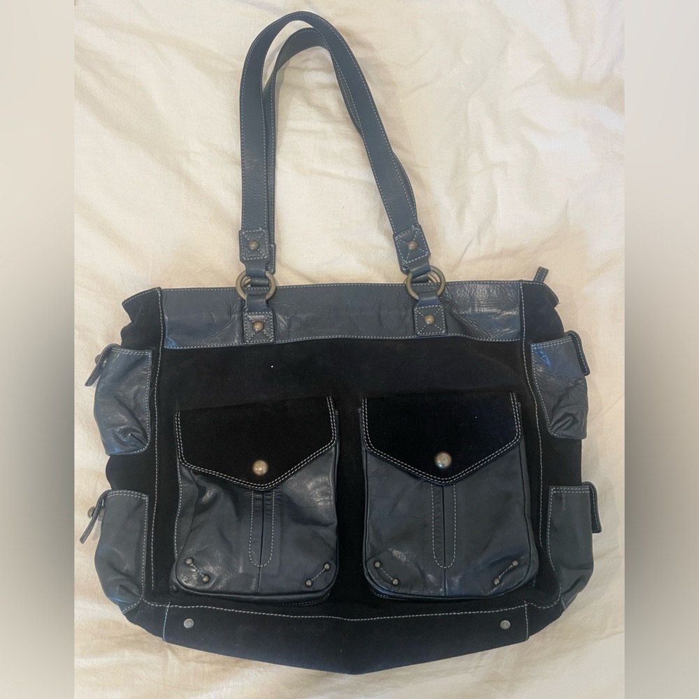Nuovedive Black Leather Messenger Bag